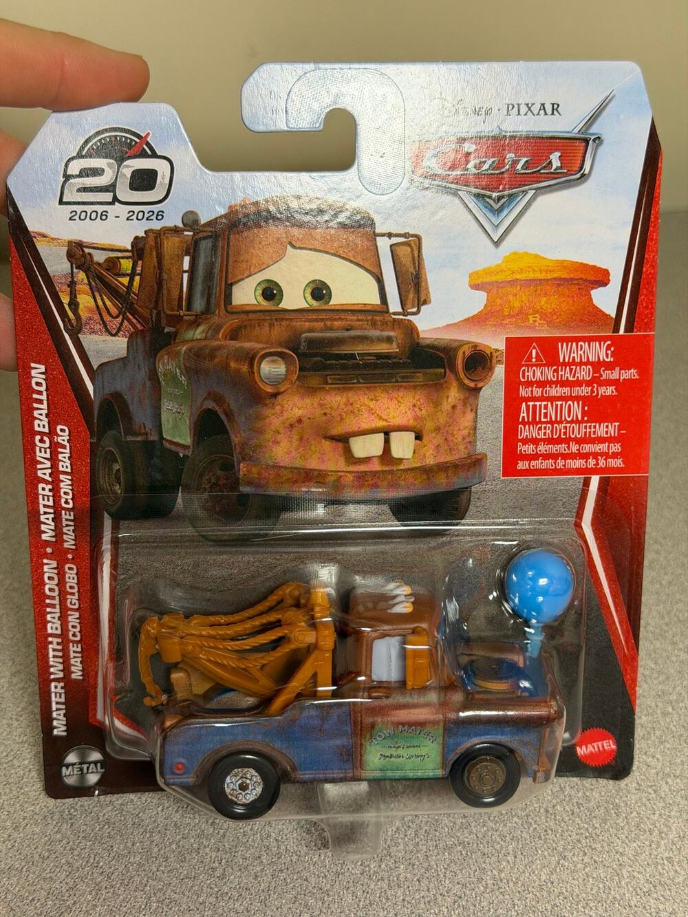 Disney Pixar Cars Mater w/ Balloon 20th Anniversary Diecast